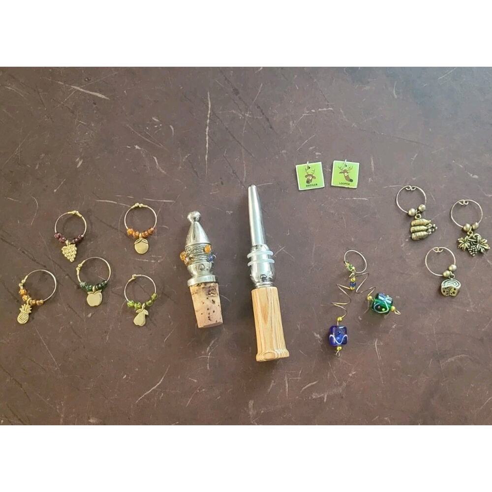 Set of 2 Wine Corks Plus Wine Bottle Hanging Jewels Bling Decor